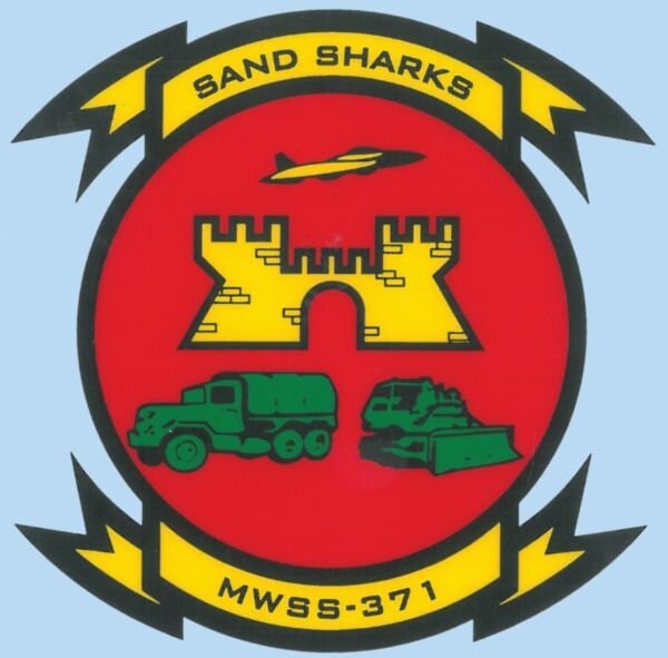 Marines Sand Sharks MWSS-371 Clear Decal Sticker - USMC Marine Corps Wing Support Squadron 371 Decal Car Truck Window Military Craft Supply