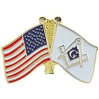 Masonic Flag Lapel Pin - United States Flag Crossed Masons Free Masonry - Enamel Pin Backpack Tie Shirt Trading Button Pinback Craft Supply