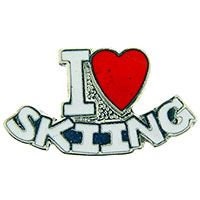 Skiing Heart Lapel Pin - I Love Skiing Winter Sport - Enamel Pin Backpack Tie Shirt Trading Button Pinback Craft Supply