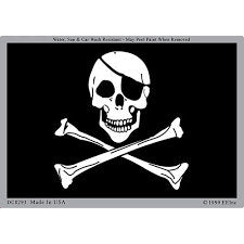 Pirate Skull & Bones Sticker Decal - Jolly Roger Crossbones Prismatic Rectangle Bumper Sticker Decal Craft Supply