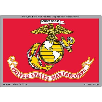 Marine Corps Logo Sticker Decal - United States Marines USMC Globe Anchor Prismatic Rectangle Bumper Sticker Decal Craft Supply