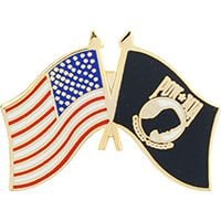 POW MIA Crossed Flags Lapel Pin - American Flag United States Military Enamel Pin Backpack Tie Shirt Trading Button Pinback Craft Supply