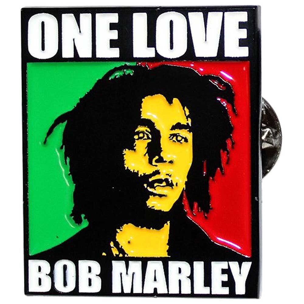 BOB MARLEY Cast Metal Pin Badge - Approx 1 Inch - One Love Enamel Rasta Reggae - Pinback Badge Button Lapel With Butterfly Clutch Attachment