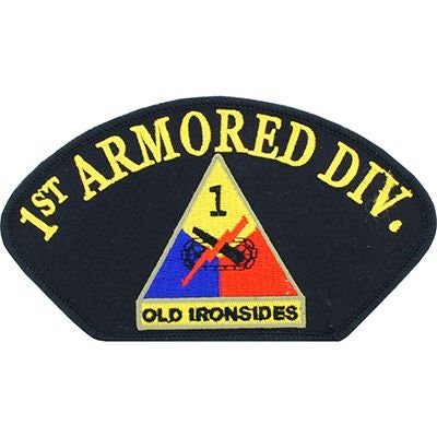 US ARMY 1st Armored Division Hat Patch - Old Ironsides First Division Military Embroidered Patch Applique Craft Supply