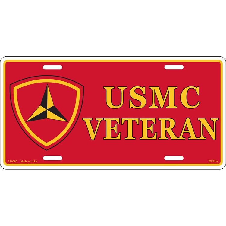 USMC 3rd Marine Division Veteran Metal License Plate - USMC Marine Corps Marines Craft Supply