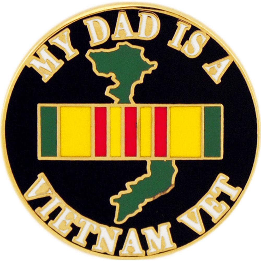 My Dad Is a Vietnam Vet Flag Lapel Pin - United States Military Vietnam War Veteran Enamel Pin Tie Shirt Button Pinback Craft Supply
