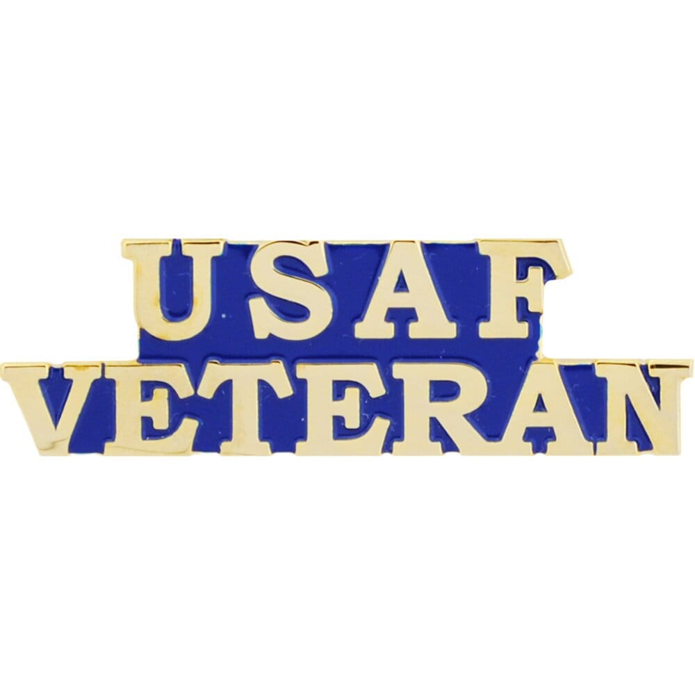 USAF VETERAN Lapel Pin - United States Air Force Veteran Vet Script Enamel Pin for Backpack Tie Shirt Trading Button Pinback Craft Supply