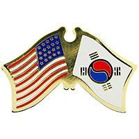 South Korea United States Flag Lapel Pin - USA Crossed Flags - Enamel Pin Backpack Tie Shirt Trading Button Pinback Craft Supply