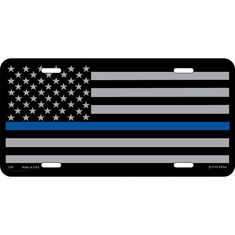 THIN BLUE LINE Police American Flag Metal License Plate - Law Enforcement Police Sheriff Highway Patrol Sign Novelty Vanity Craft Supply