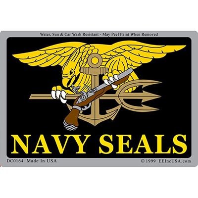 NAVY SEALS Sticker Decal - United States Navy USN Seal Trident Badge Prismatic Rectangle Bumper Sticker Decal Craft Supply