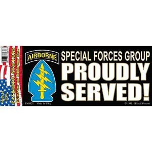 Army Special Forces Group PROUDLY SERVED! Bumper Sticker Decal - Airborne Veteran Vets Retired Military Navy Marines Army Air Force