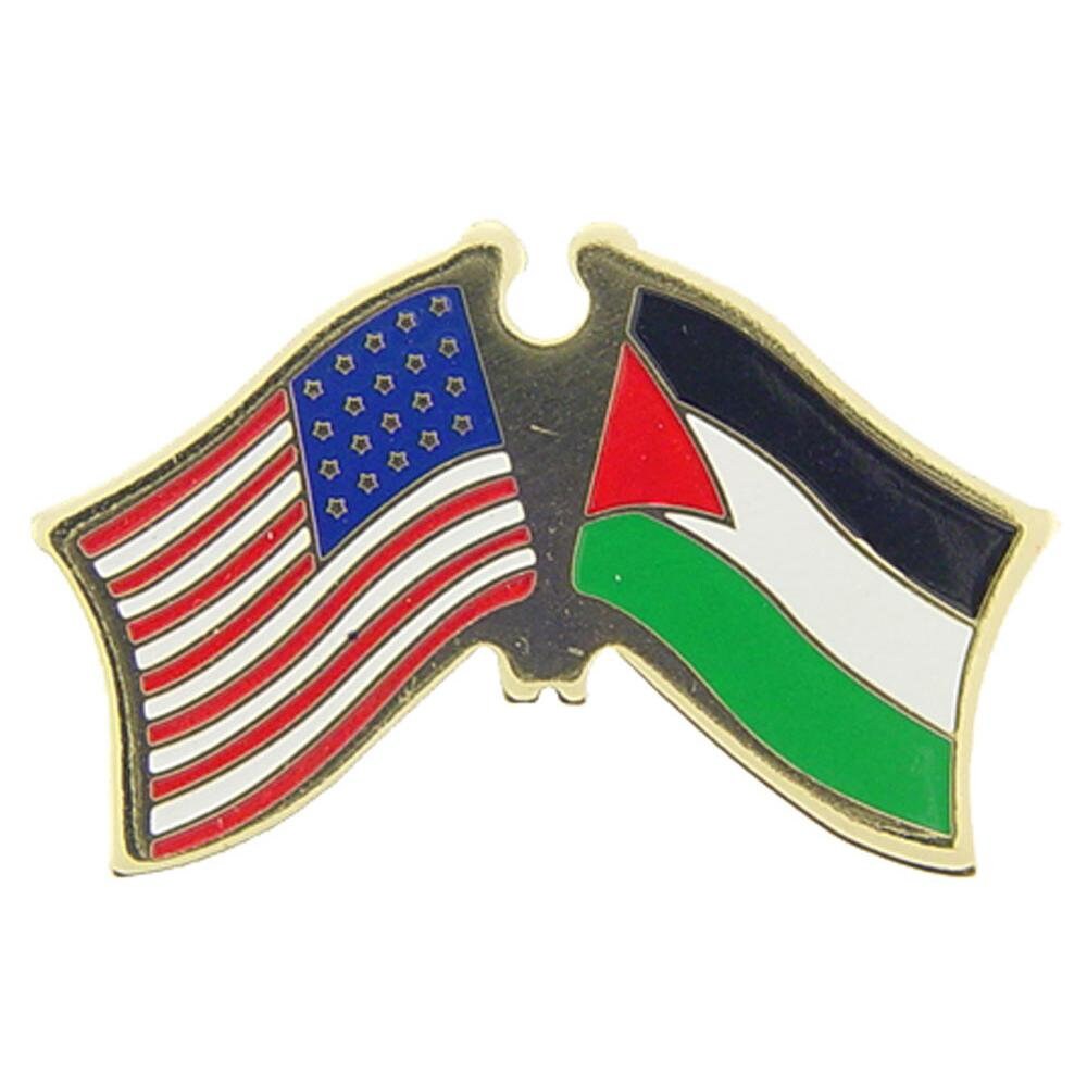 Palestine United States Flag Lapel Pin - USA Crossed Flags - Country Flags Enamel Pin Backpack Tie Shirt Button Pinback Craft Supply