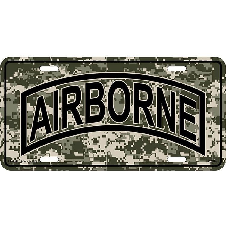 ARMY AIRBORNE DIVISION Metal License Plate - Infantry Division Military Vet Veteran - United States Army Combat Soldiers Craft Supply