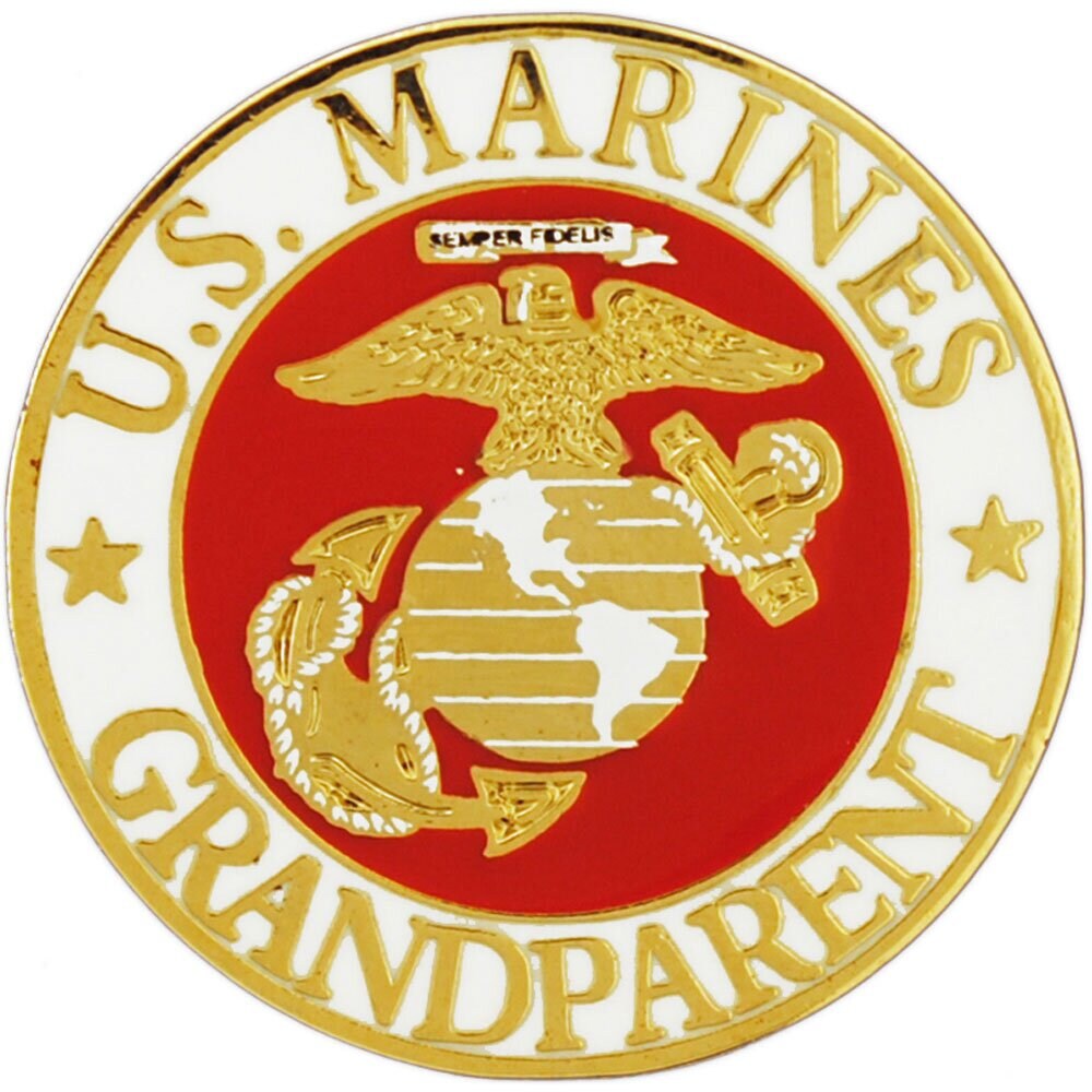 US MARINES GRANDPARENT Military Lapel Pin - Marine Proud Enamel Pin for Backpack Tie Shirt Trading Button Pinback Craft Supply