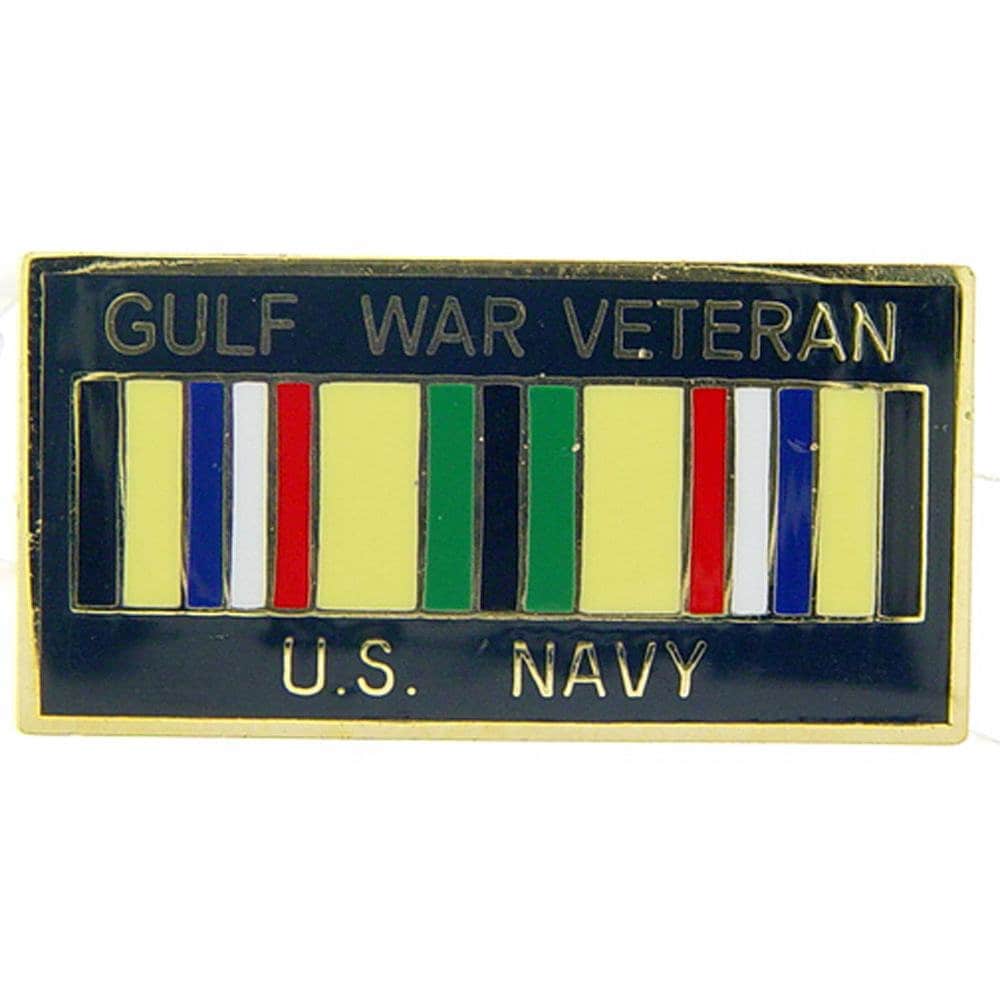 GULF WAR VETERAN Lapel Pin - U.S. Navy Veteran Vet Ribbon Enamel Pin for Backpack Tie Shirt Trading Button Pinback Craft Supply