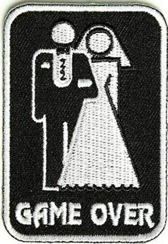GAME OVER Marriage Wife Husband Funny Biker Motorcycle Embroidered Patch