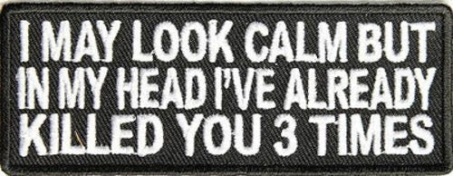 I May Look Calm But In My Head Funny Biker Motorcycle Embroidered Patch Craft Supply