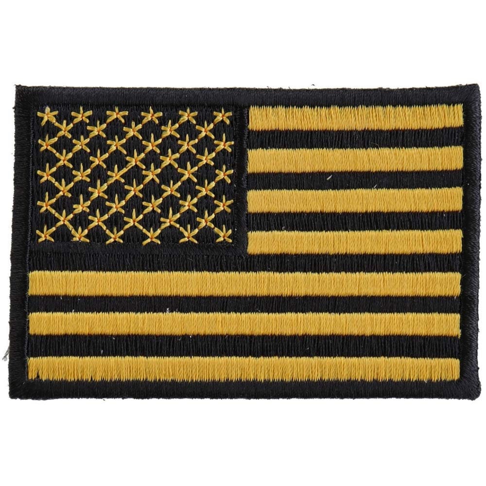 YELLOW BLACK American Flag Biker Motorcycle Embroidered Patch