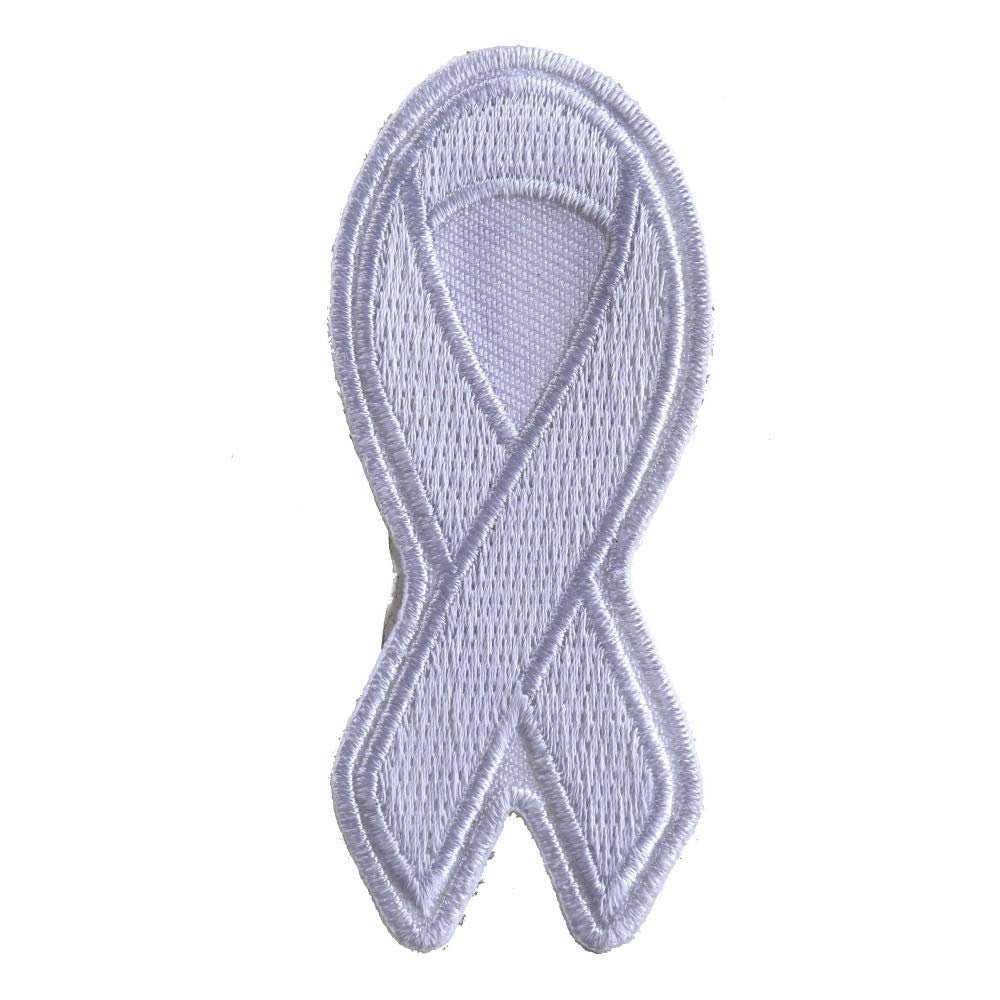 WHITE RIBBON Lung Cancer Awareness Motorcycle Biker Patch