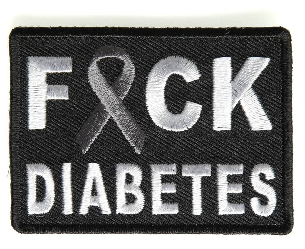 FCK DIABETES Gray Ribbon Biker Motorcycle Embroidered Patch