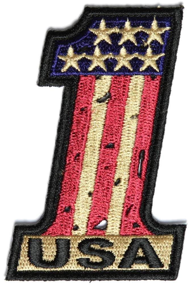 NUMBER 1 USA VINTAGE American Flag And Stars Embroidered Patch