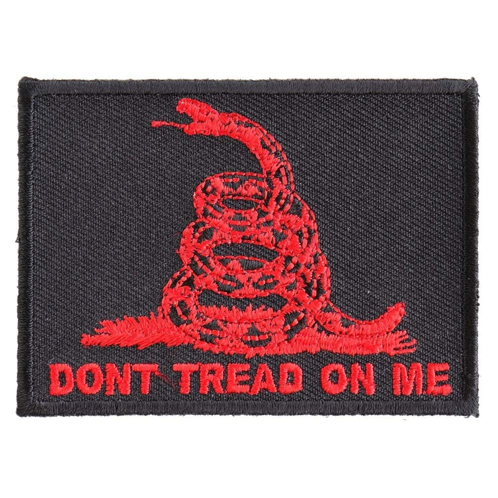 DON'T TREAD ON Me Gadsden Flag Red on Black Embroidered Patch