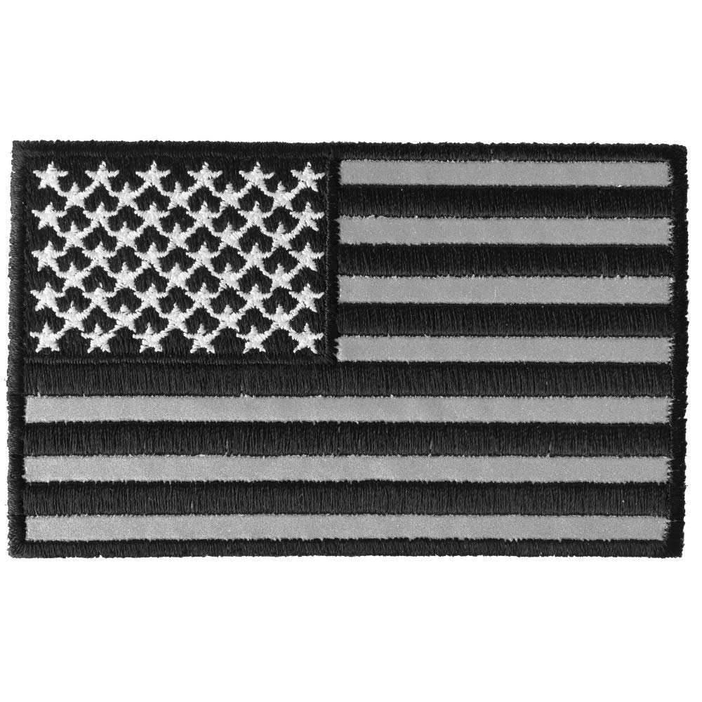 BLACK REFLECTIVE American FLAG Military Embroidered Patch