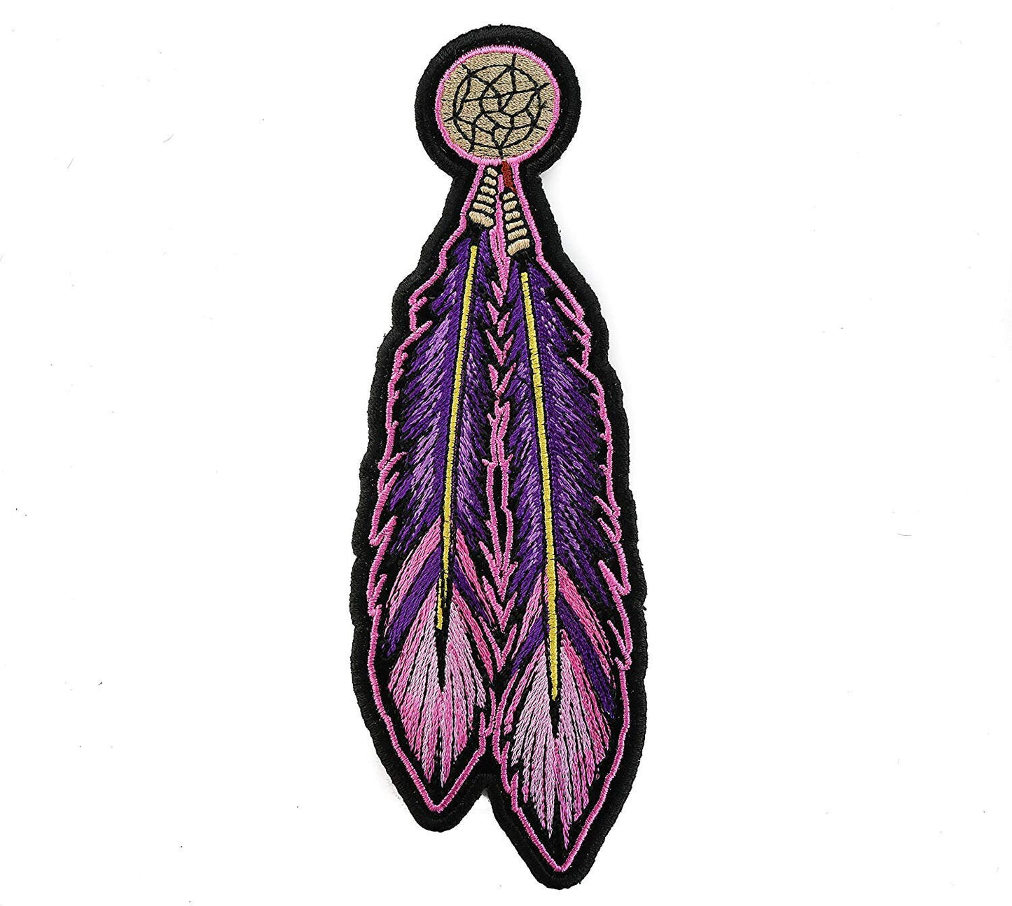 PINK PURPLE FEATHERS Dream Catcher Indian Embroidered Patch