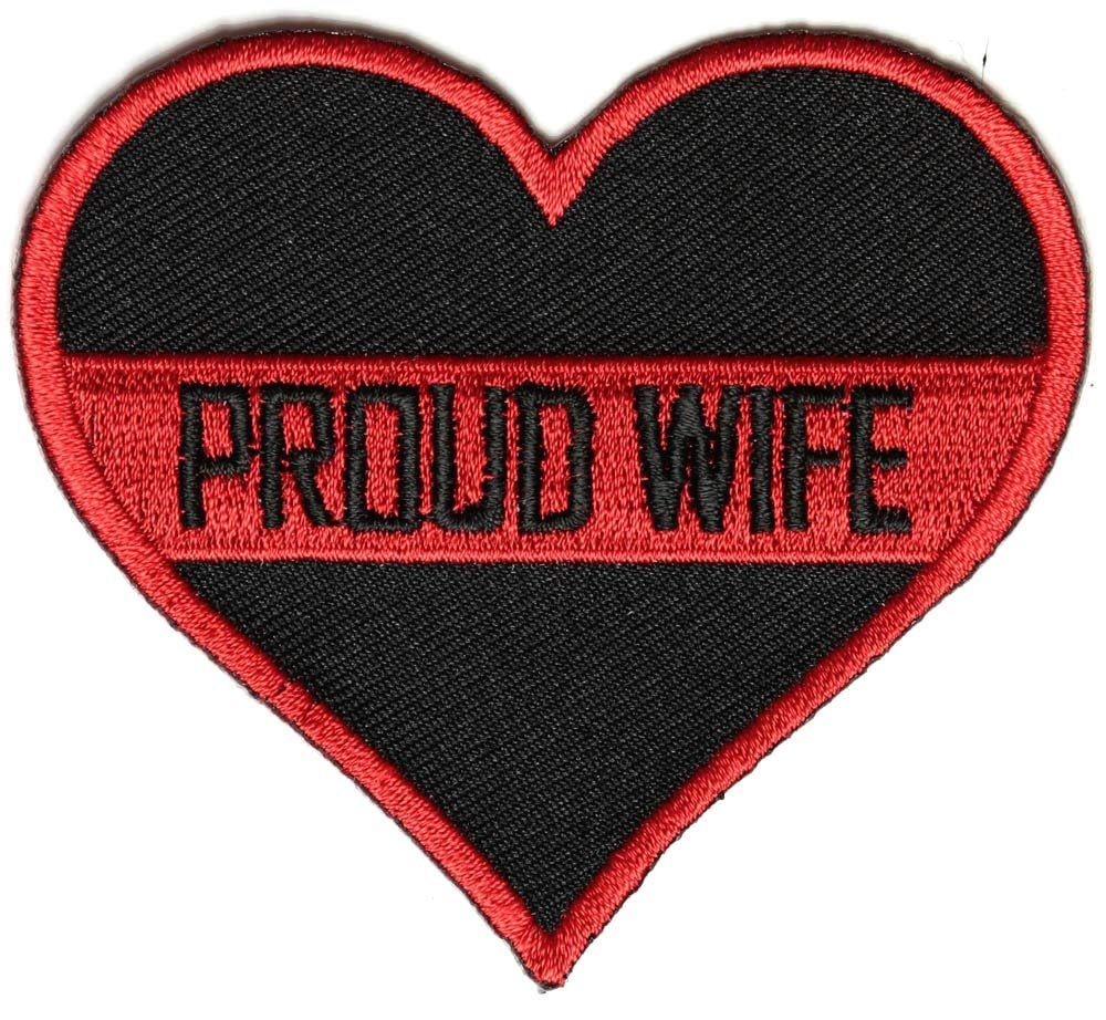 PROUD WIFE Thin RED Line Stripe Firefighter Embroidered Patch