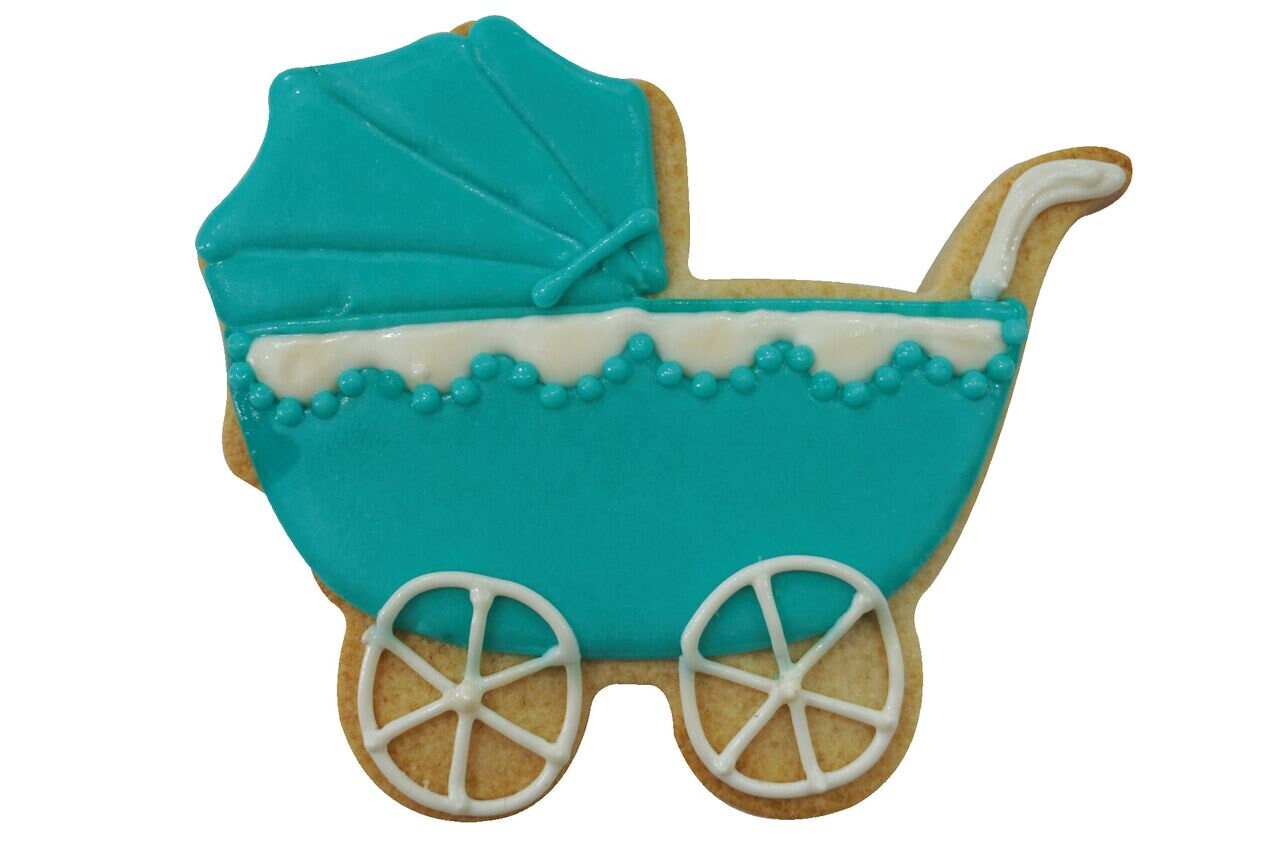 BABY CARRIAGE Cookie Cutter Metal 4 Inches - Stencil Fondant Rattle Stroller Diaper