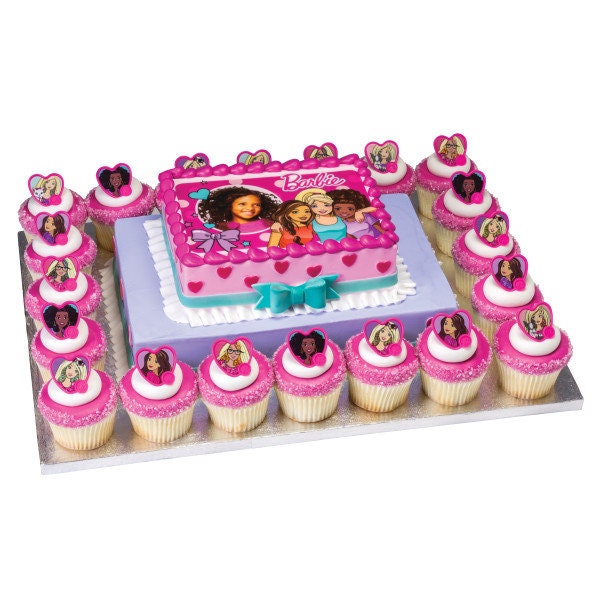 12 BARBIE Cupcake Rings Sweet Sparkles Cake Toppers for Birthday Party Decoration