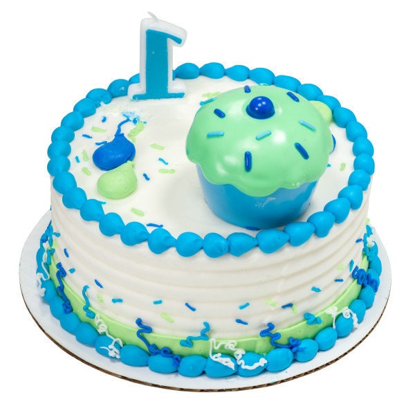 CUPCAKE BLUE KEEPSAKE Box Turning 1 Cake Topper Cake Decoration Birthday Boy Decoset