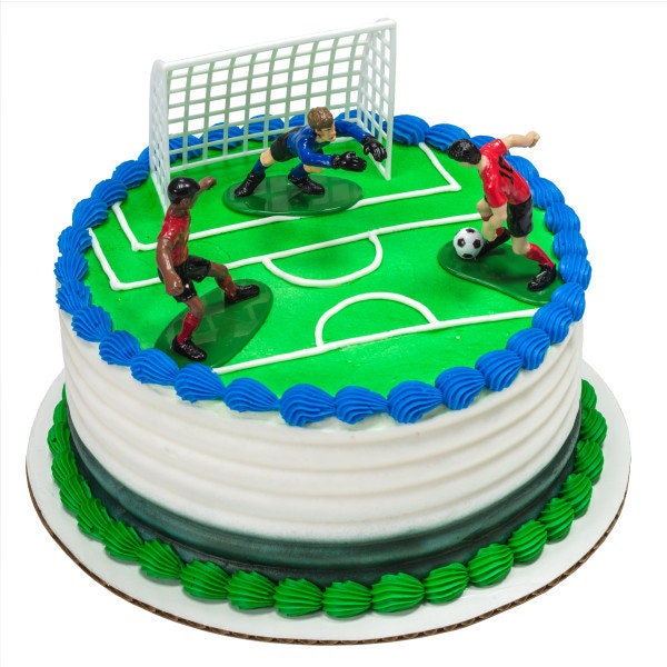 SOCCER KICK OFF Cake Topper Cake Decoration Birthday Sports Goal Soccer Ball Decoset