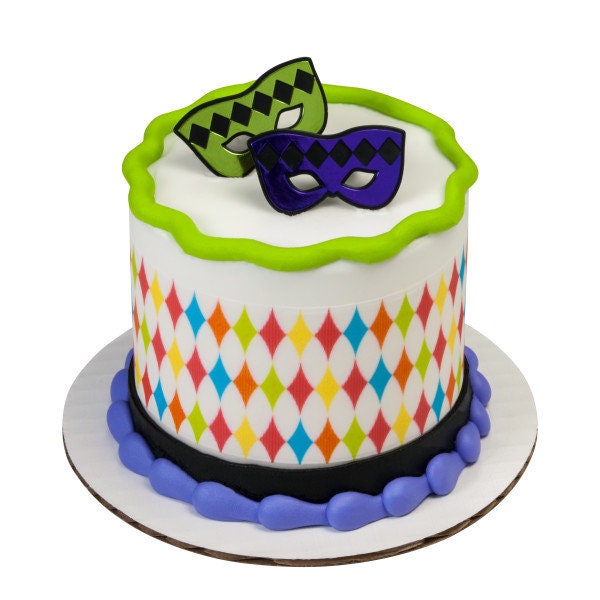 12 MASQUERADE MASK Cupcake Rings Theatre Drama Mardi Gras Picks Cake Toppers Decoration Birthday Party