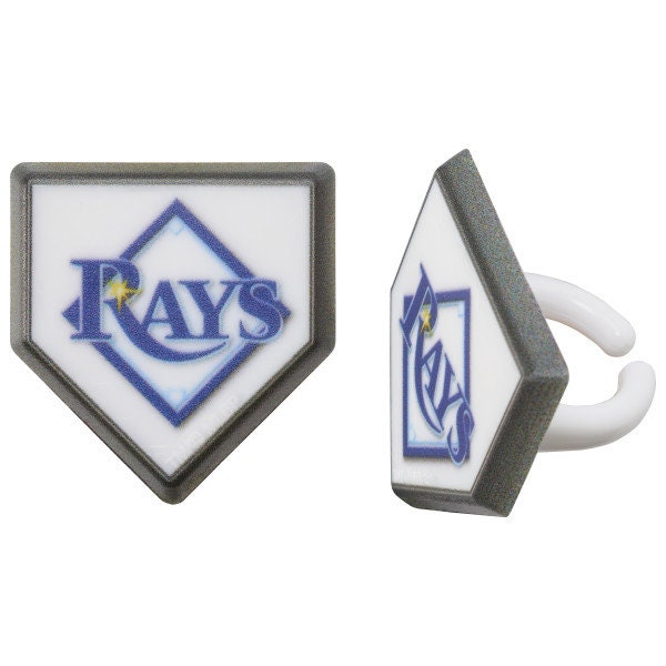 12 TAMPA BAY RAYS Cupcake Rings Mlb Home Plate Cake Toppers for Birthday Party Decoration