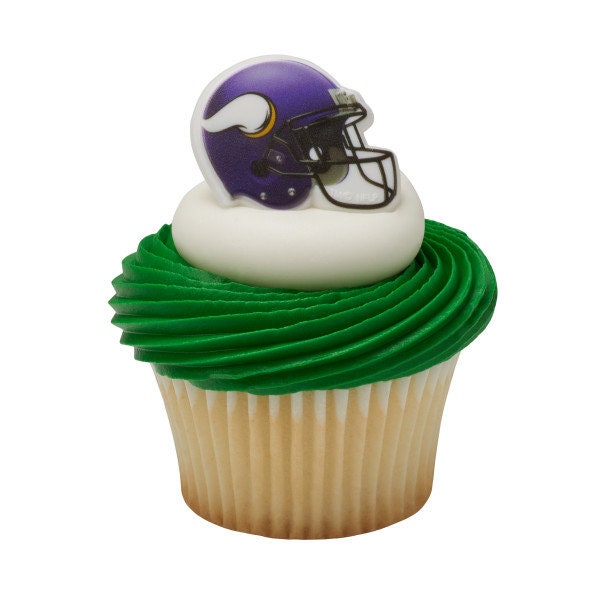 12 MINNESOTA VIKINGS Cupcake Rings NFL Cake Toppers for Birthday Party Decoration