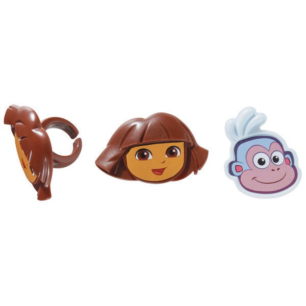12 DORA THE EXPLORER Cupcake Rings Dora and Boots Cake Toppers Birthday Party Decoration