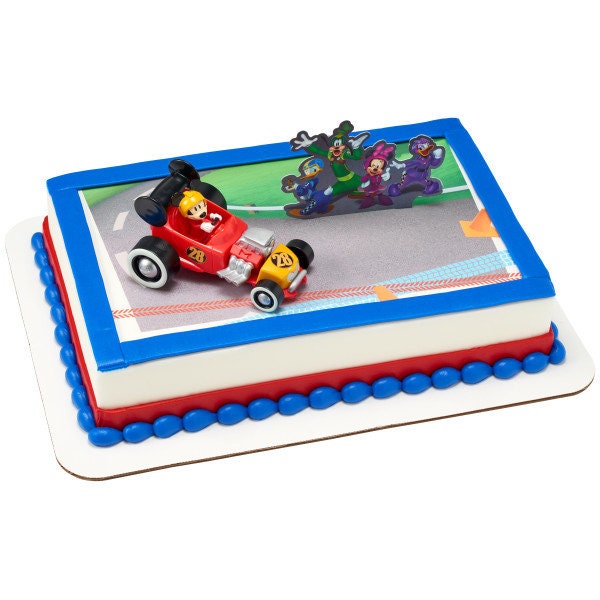 MICKEY MOUSE ROADSTER Cake Topper Racecar Goofy Donald Duck Party Cake Decoration Birthday Decoset