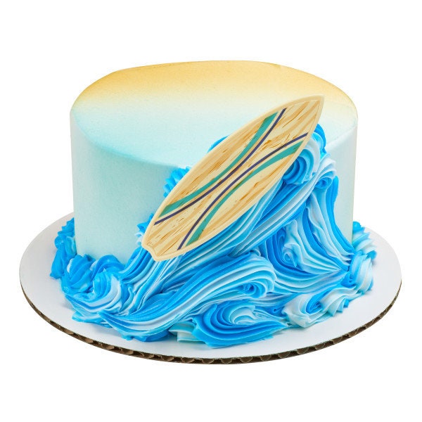 12 SURF BOARD LAYONS Cupcake Surfin' Beach Summer Cake Toppers for Birthday Party Decoration