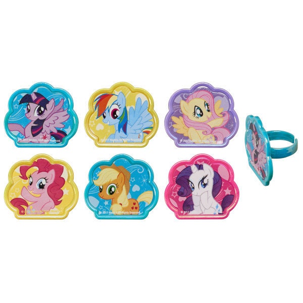 12 MY LITTLE PONY Cupcake Rings Cutie Beauty Cake Toppers Birthday Party Decoration