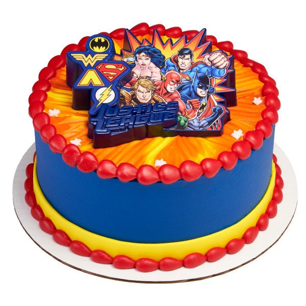 JUSTICE LEAGUE Cake Topper United Decoration Superman Wonder Woman Decoset Birthday