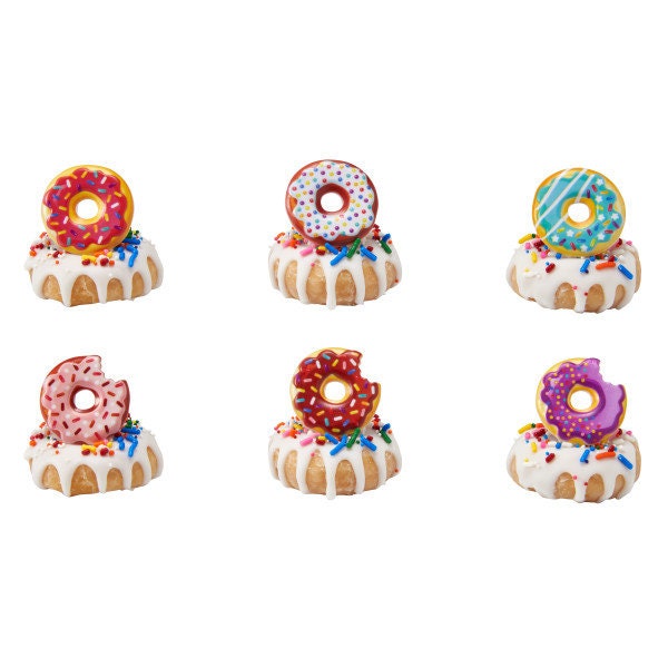 DONUT ASSORTMENT Cupcake Rings (12) Cake Toppers Birthday Party Decoration