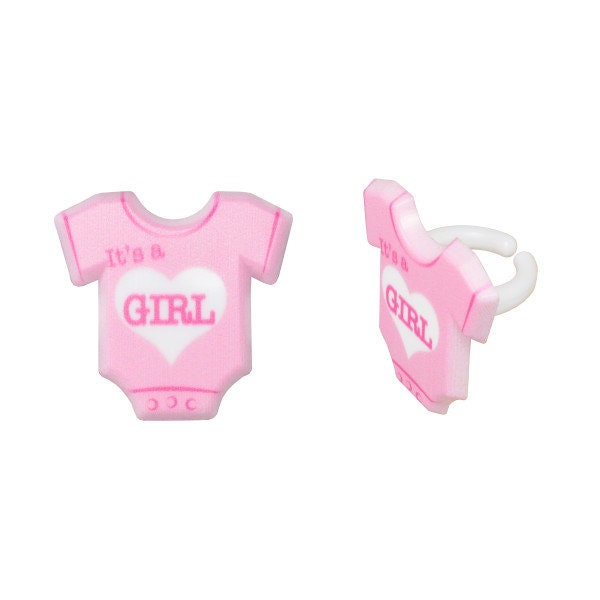 12 IT'S A GIRL Cupcake Rings Baby Shower Gender Reveal Girl Cake Toppers Party Decoration