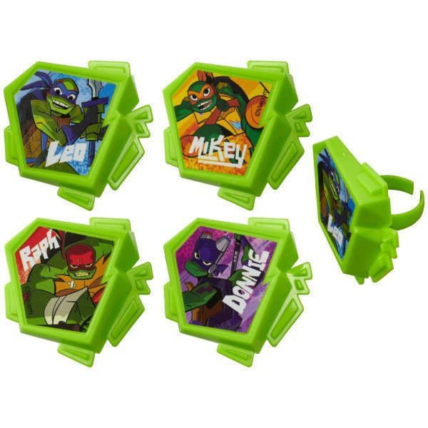 Teenage Mutant Ninja Turtles Cupcake Rings (12) TMNT Cake Toppers Birthday Party Decoration Picks Shredder