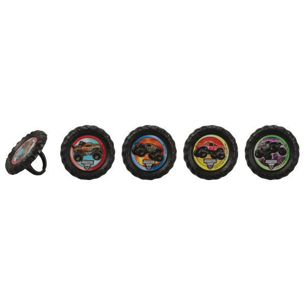 MONSTER JAM Cupcake Rings (12) Car Crushing Crashing Rally Cake Toppers Birthday Party Decoration Picks