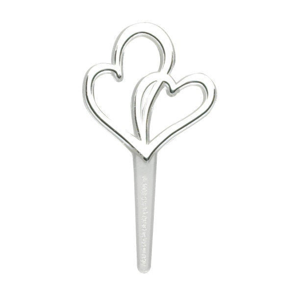 12 DOUBLE HEART Cupcake Picks Silver Wedding Baptism Baby Shower Cake Toppers Rings Party Decoration