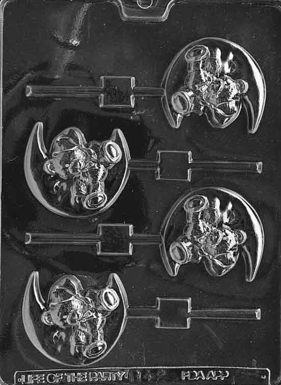 BEAR On HALF MOON Lolly Baby Sucker Chocolate Candy Mold