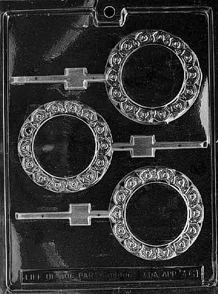 PLAIN ROUND FANCY Border Lolly Sucker Chocolate Candy Mold
