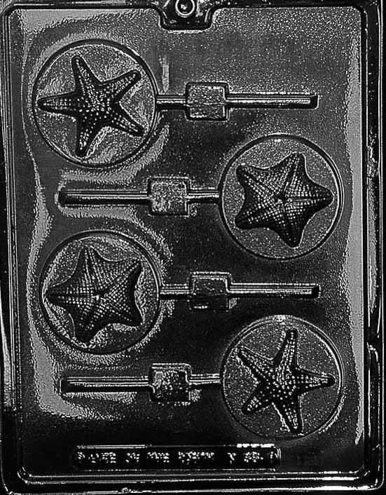 STARFISH ON ROUND Lolly Pops Sucker Chocolate Candy Mold