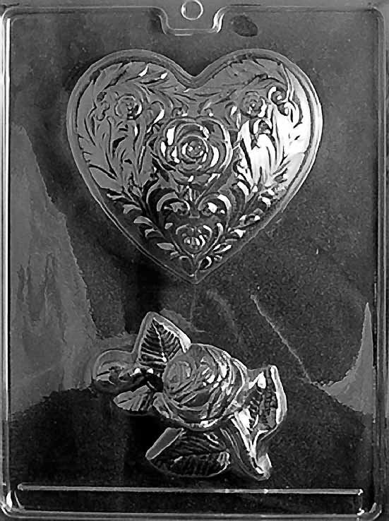 ROSE HEART CORSAGE Valentines Chocolate Candy Mold